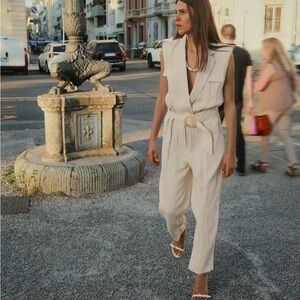 Zara Cream Sleeveless Jumpsuit 2300